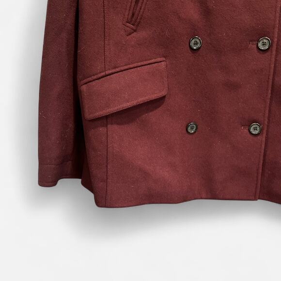 J.Crew Vintage 90s Heritage Preppy Wool Blend Burgundy Pea Coat Size Small - Picture 6 of 8